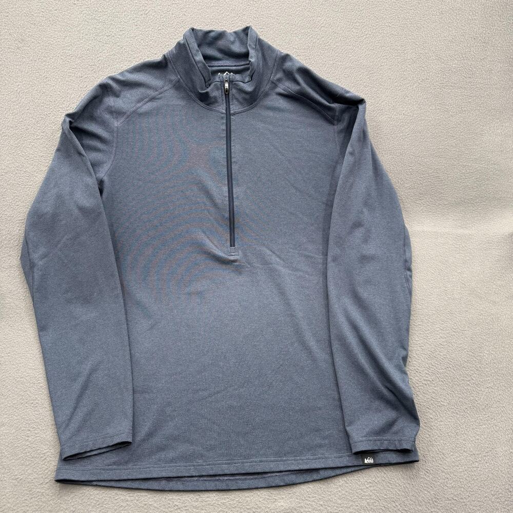 REI Co-op Pullover Mens‎ Large Blue Quarter Zip Lightweight Hiking Performance